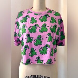 Nickelodeon Reptar Rugrats pink crop tee size L